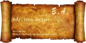 Bálint Arion névjegykártya