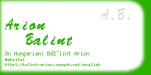 arion balint business card